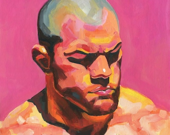 Original Hand painted Oil Painting on canvas Male Portrait  Man Gay