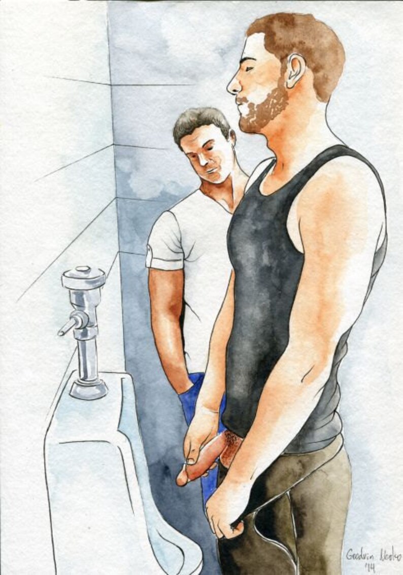 Gay Porn Painting - Print Of Original Art Work Watercolor Painting GaySexiezPix Web Porn