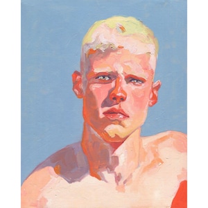 Original Hand painted Oil Painting on canvas Male Portrait  Man Gay