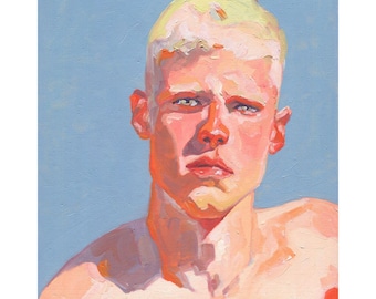 Original Hand painted Oil Painting on canvas Male Portrait  Man Gay