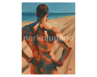 Original Hand painted Oil Painting on canvas Erotic Male Man Gay