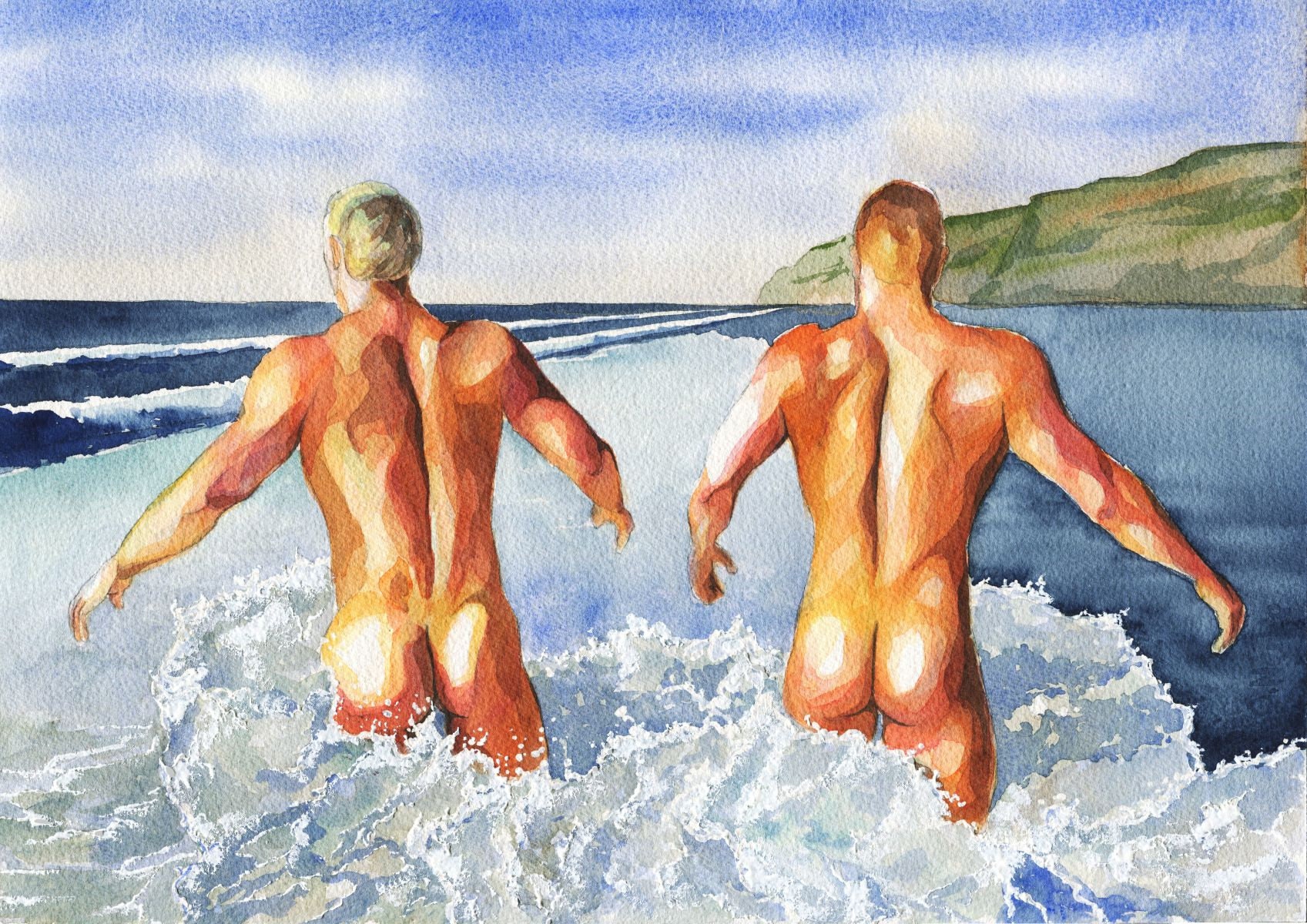 "2 jongens op het strand" door Goodvin Nerko Formaat: A4-8,27 × 1...