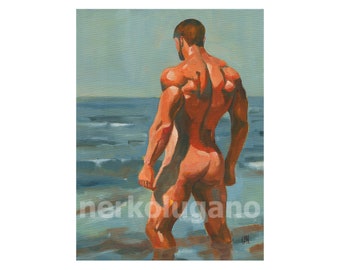 Original Hand painted Oil Painting on canvas Erotic Male Man Gay