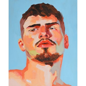 Original Hand painted Oil Painting on canvas Male Portrait  Man Gay