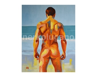 Original Hand painted Oil Painting on canvas Erotic Male Man Gay