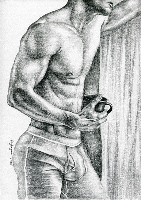 PRINT of Original Art Work Pencil Drawing Gay Male Nude - Etsy