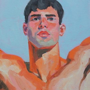 Original Hand painted Oil Painting on canvas Male Portrait  Man Gay
