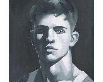 Original Hand painted Oil Painting on canvas Male Portrait  Man Gay