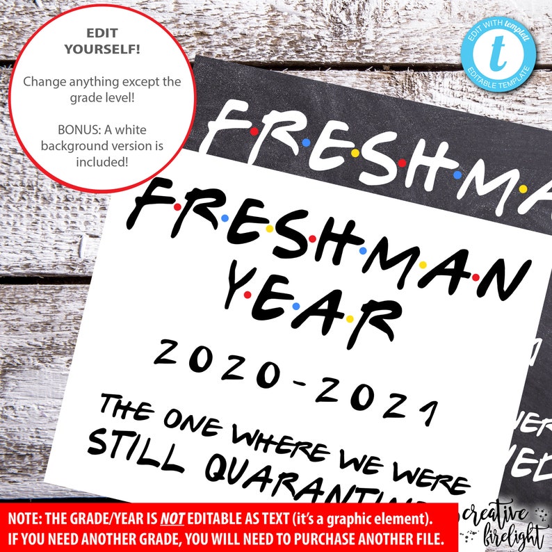 EDITABLE First Day of Freshman Year Printable Sign | Etsy