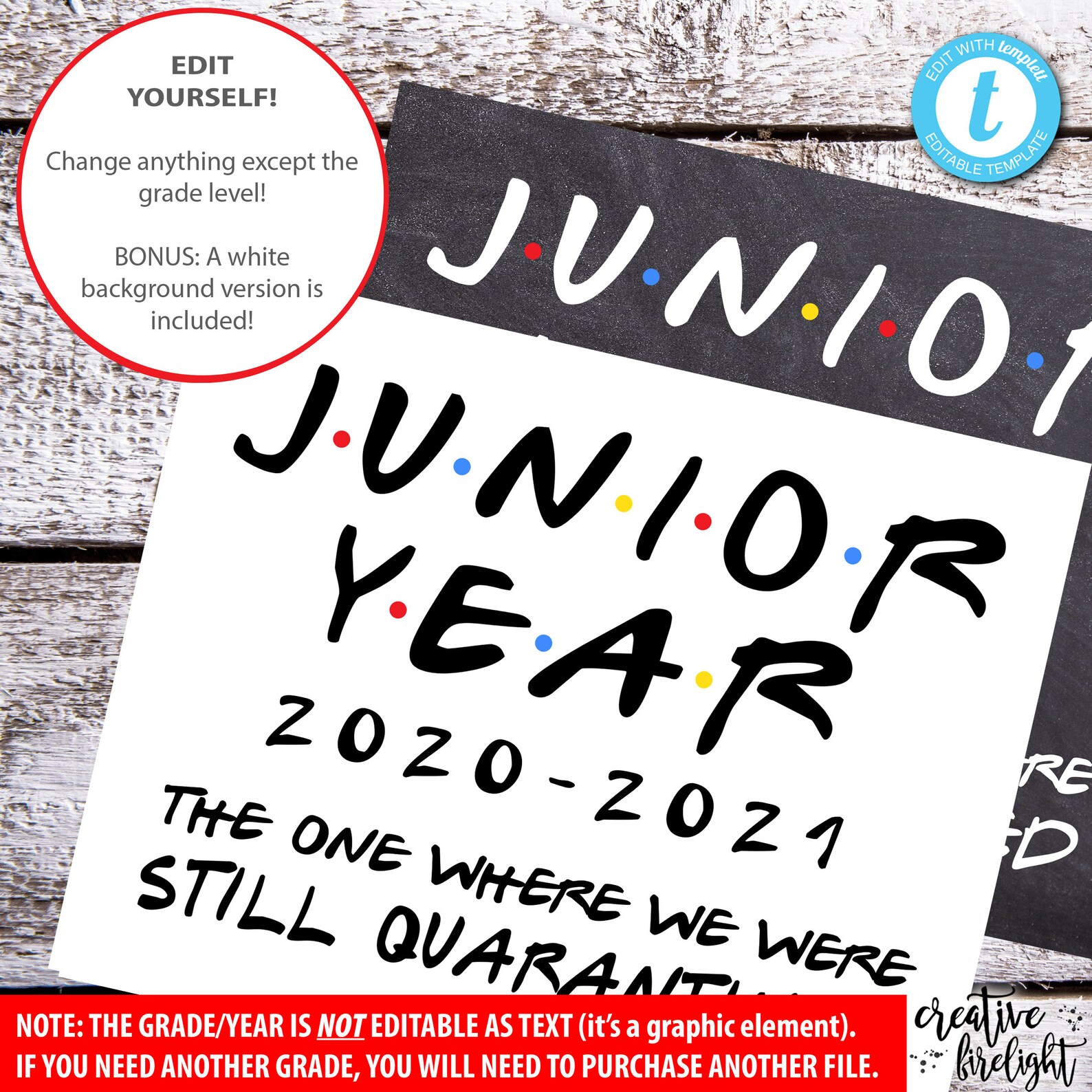 EDITABLE First Day of Junior Year Printable 8x10 Sign Etsy