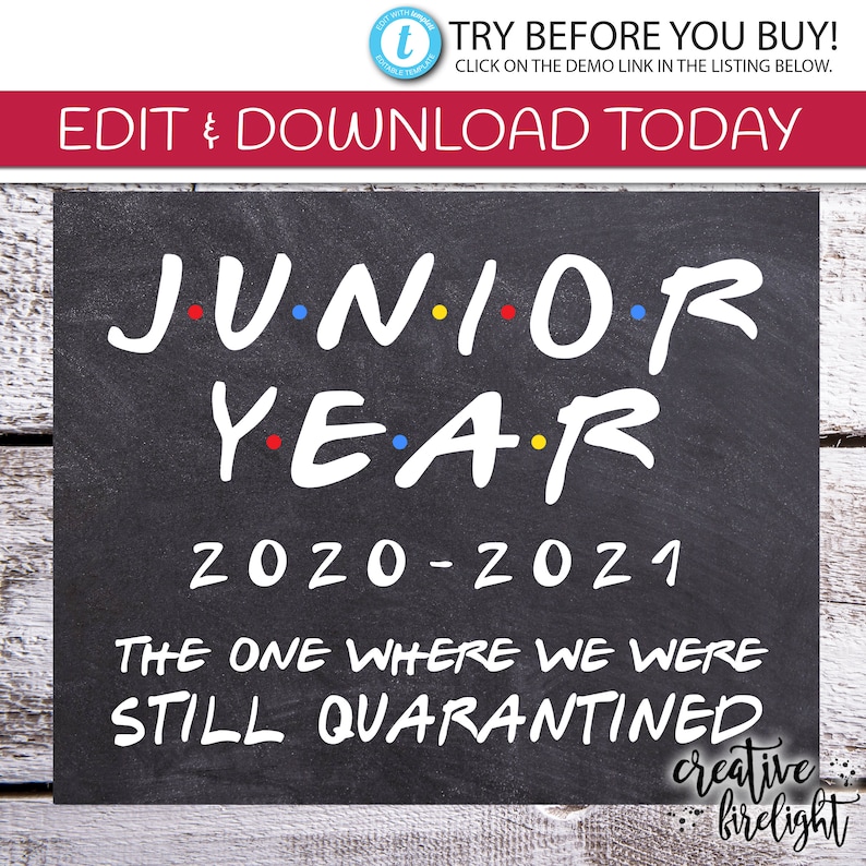 EDITABLE First Day of Junior Year Printable 8x10 Sign Etsy