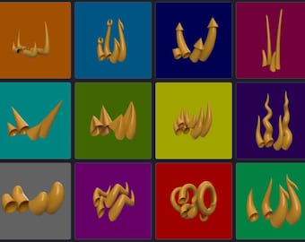 All Horns Megapack - 12 Zodiac Style Horn Sets - Digital Download - Cosplay STL Files