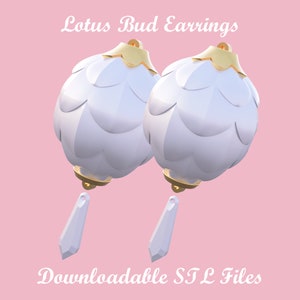 Lotus Bud Earrings - Downloadable STL Files - Wild - Tears - TOTK Cosplay Items