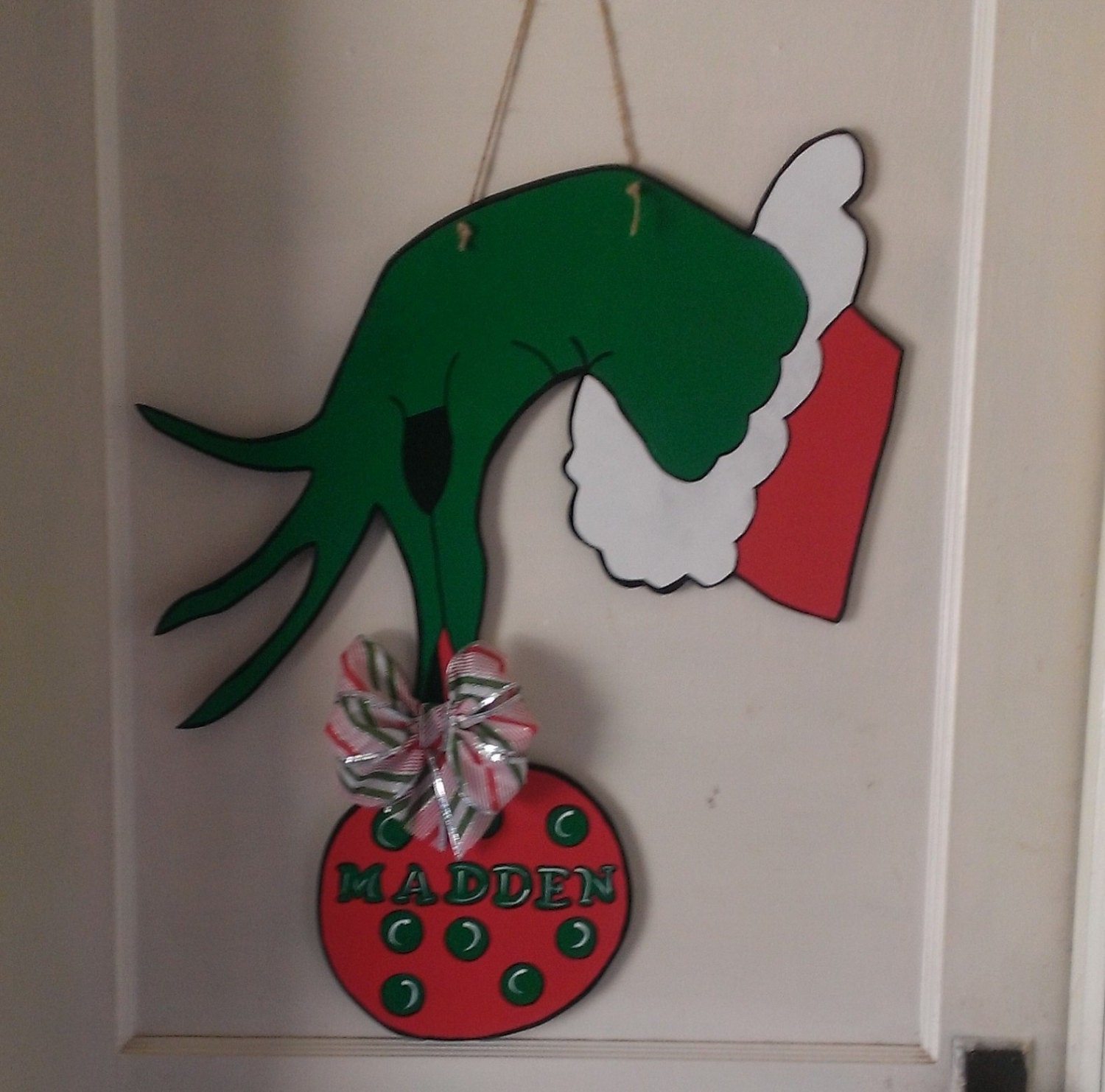 Grinch Wooden Hand Painted Door Hanger Etsy