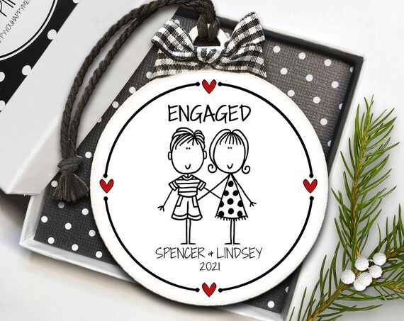 Engagement Gift, Engaged Ornament, Gift for Engaged Couple, Gift for Engagement Party, Personalized Engagement Gift, Ornament for Couple