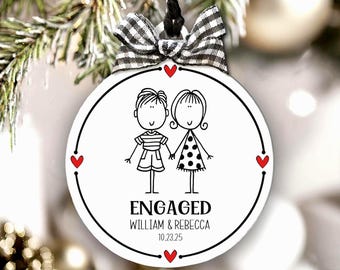 Engagement Gift Personalized Couples Ornament Wedding Keepsake First Christmas Engaged Handmade
