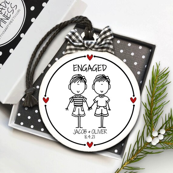 Engagement Gift for Same Sex Couple, LGBTQ Gift, Engaged Ornament for Gay or Lesbian Couple, Same Sex Engagement Ornament, LGBTQ Engagement