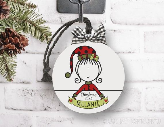 Personalized Elf Ornament, Elf Girl Ornament, Girl Ornament, Child Ornament, Toddler Ornament, Granddaughter Ornament, Goddaughter Gift