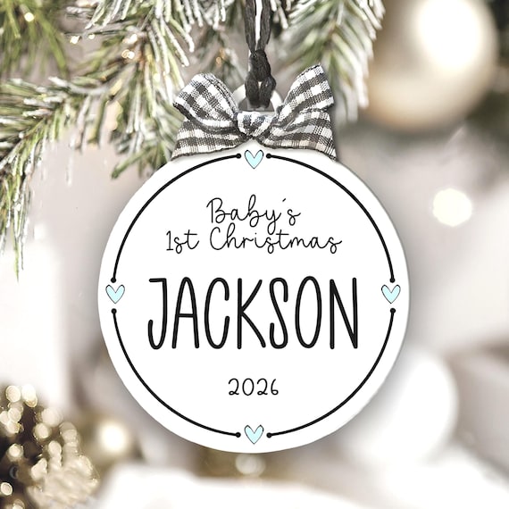 Personalized Baby Boy First Christmas Ornament Custom Name Baby Gift New Parents Family Keepsake