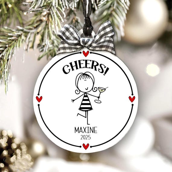 Cocktail Ornament, Personalized Bachelorette Party Gift, Girlfriend Present