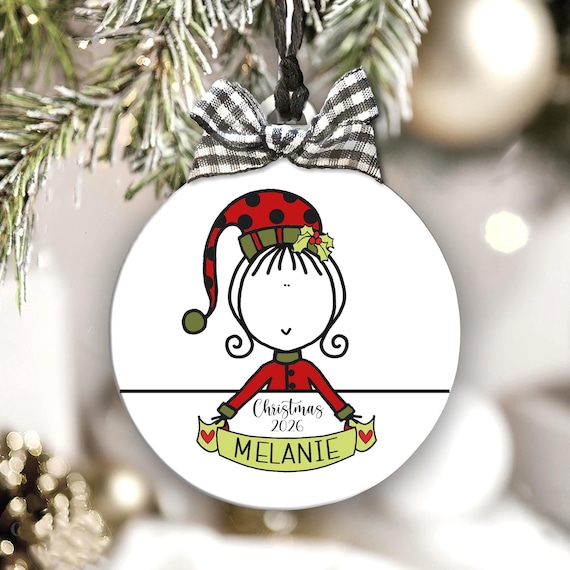 Elf Christmas Ornament Personalized Girl Gift Daughter Granddaughter Goddaughter Niece Keepsake