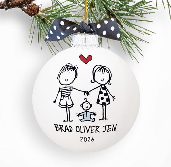 New Parents Gift Personalized Family Ornament Baby's 1st Christmas Custom Family Keepsake
