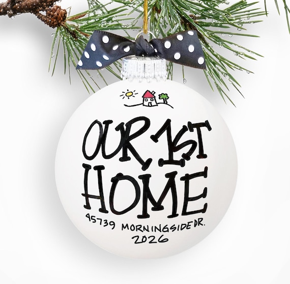 Personalized First Home Ornament, Custom Housewarming Gift, New House Keepsake, Realtor Closing Gift