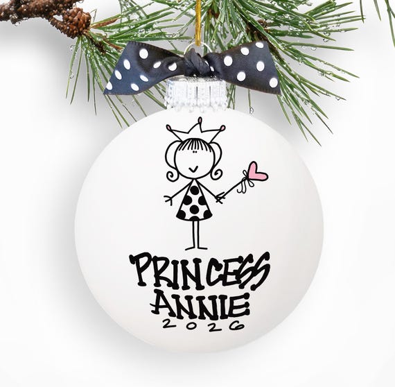 Princess Ornament Personalized Gift for Granddaughter Goddaughter Niece Little Girl Custom Name Keepsake