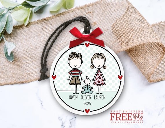 Personalized New Baby Family Ornament - Family Gift for New Parents - New Baby Christmas Keepsake - Baby Boy (or Girl)