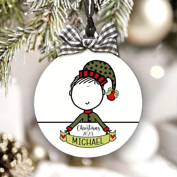 Elf Christmas Ornament Personalized Boy Gift Son Grandson Godson Nephew Keepsake