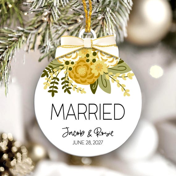 Wedding Gift, Personalized Married Ornament, Newlywed Keepsake, First Christmas Together 2026