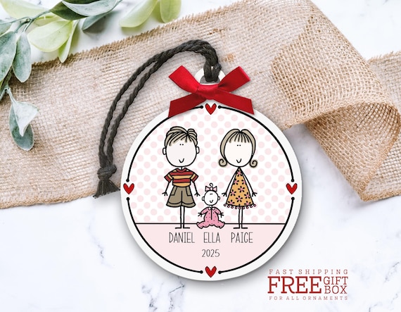 Personalized New Baby Family Ornament - Family Gift for New Parents - New Baby Christmas Keepsake - Baby Girl (or Boy)