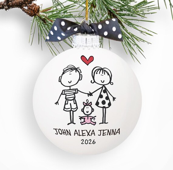 Personalized Family Ornament New Parents Gift Baby's 1st Christmas Custom Family Keepsake