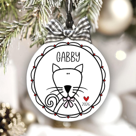 Personalized Cat Ornament: Cat Mom Gift, Holiday Pet Keepsake