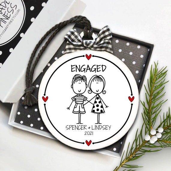 Engagement Gift, Engaged Ornament, Gift for Engaged Couple, Gift for Engagement Party, Personalized Engagement Gift, Ornament for Couple