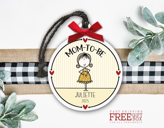 Mom-to-Be Ornament • Personalized Pregnancy Ornament • Expecting Mother Ornament • Baby on the Way Christmas Ornament