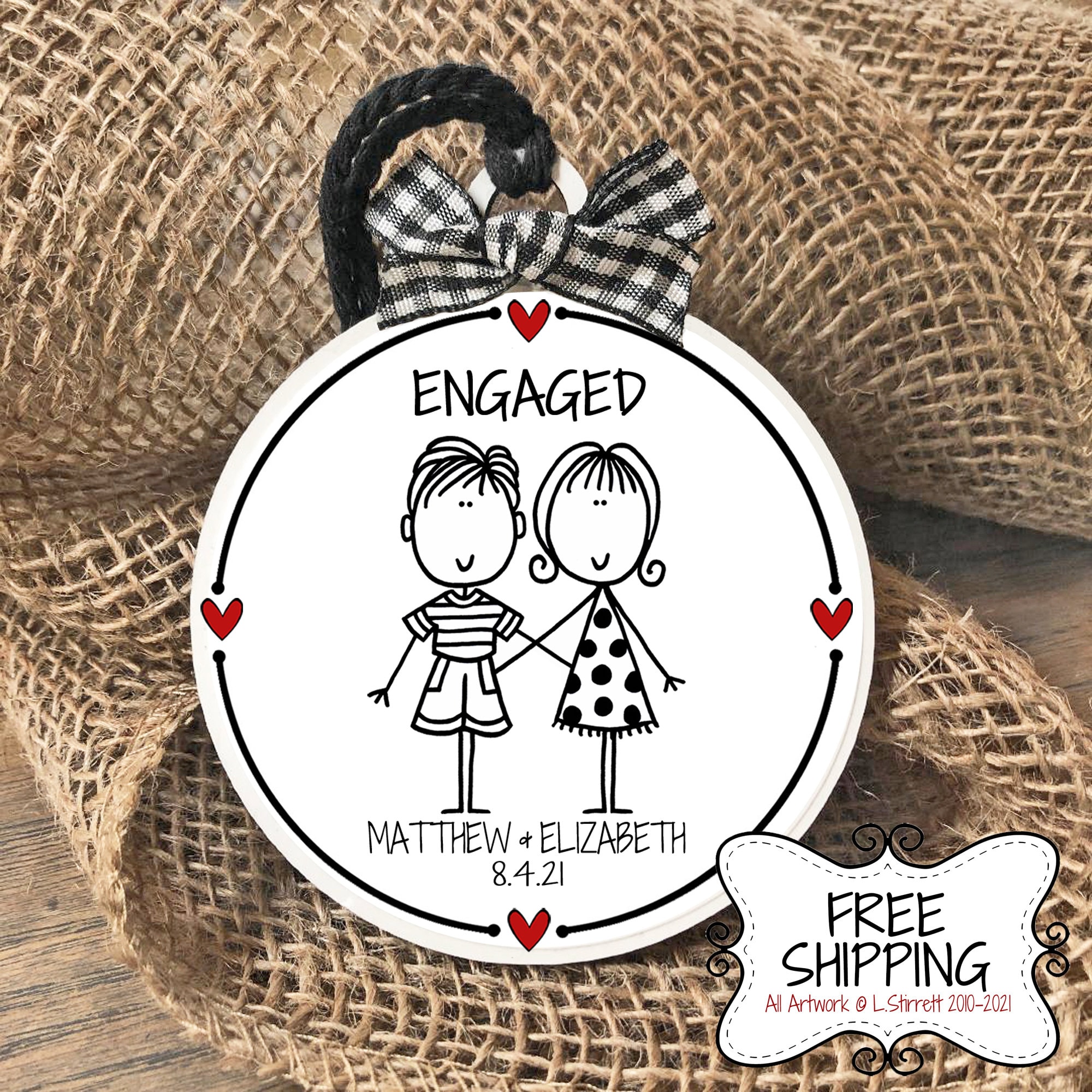 Engagement Gift Personalized Engagement Ornament Engaged Etsy