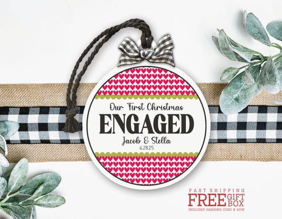 Personalized Engaged Ornament, Custom Names & Date, Our First Christmas Engaged, Fiance Gift, Proposal Keepsake 2025