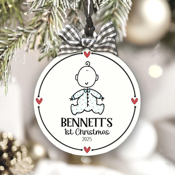 Baby's First Christmas Ornament Custom Name Baby Gift Personalized New Parents Family Keepsake
