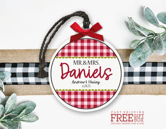 Mr & Mrs Custom Christmas Ornament - First Christmas Together Keepsake Gift Personalized