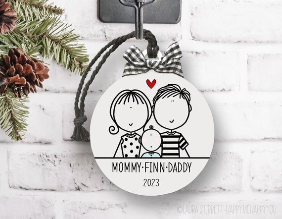 Baby Boy Ornament, New Parents Gift, New Baby Christmas Ornament, Family Ornament, Personalized New Family Gift, Baby's 1st Christmas Gift