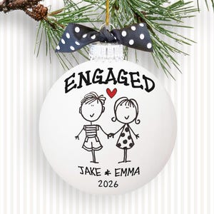 Hand Painted Engagement Ornament, Personalized Engaged Couple Gift, Future Mr and Mrs Keepsake, She Said Yes