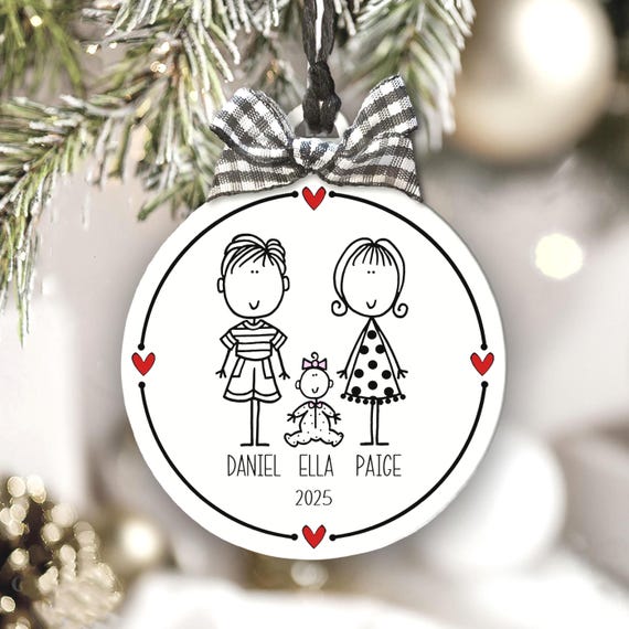 Personalized Baby Ornament New Parents Gift Custom Family Names Keepsake Ornament
