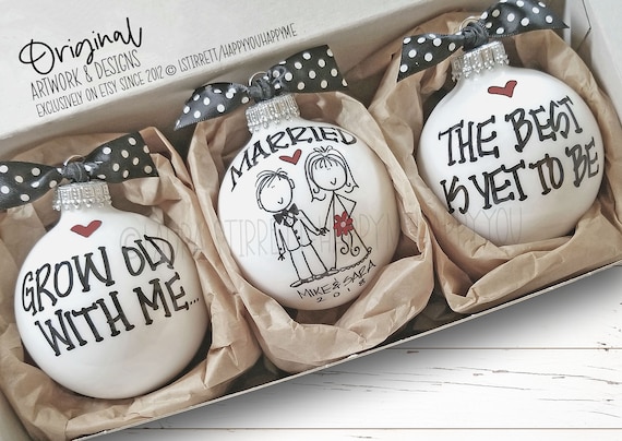 Wedding Gift, Gift for Couple, Married Ornament Set, Newlywed Gift, Engagement Party Gift, Wedding Shower Gift, Wedding Ornament Gift Set