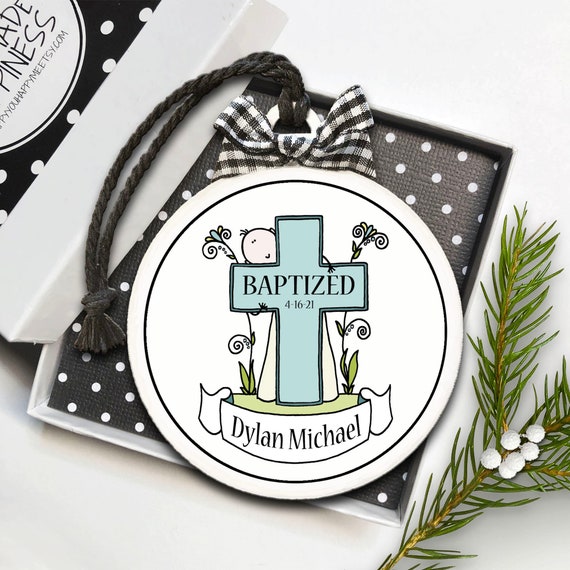 Baptism Gift, Baptism Ornament, Boy Baptism Ornament, Boy Baptism Gift, Personalized Baptism, Christmas Baptism Ornament,Cross Ornament