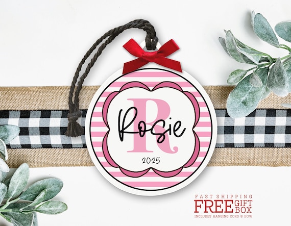 Personalized Name Christmas Ornament - 2025 First Name Keepsake Ornament – Personalized Girl Gift - Newborn Christmas Gifts