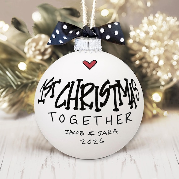First Christmas Together Ornament, Personalized Wedding Gift, Names Date Newlywed Keepsake, 1st Christmas Dating