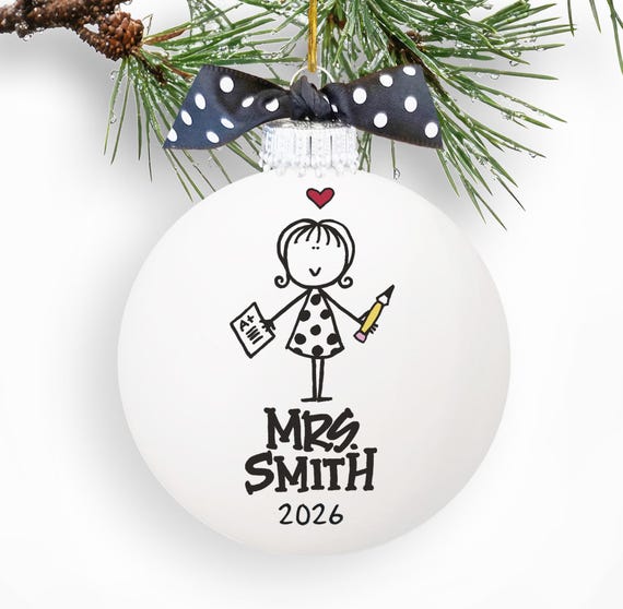 Personalized Teacher Ornament Name and Year Keepsake Educator Gift from Student