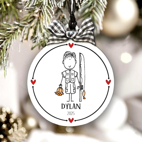 Custom Fishing Ornament For Dad Husband Grandpa Personalized Fisherman Keepsake Gift