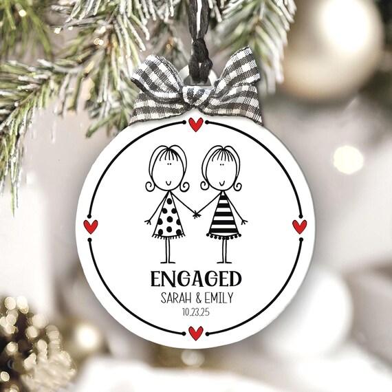 Personalized LGBTQ Engagement Gift Same Sex Couple Ornament Engaged Lesbian Keepsake